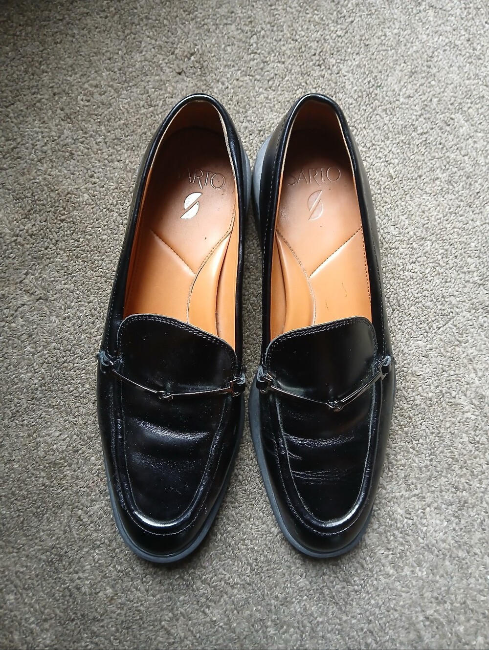 Sarto Black Women's Leather Upper Loafers Shoes - Size 10M